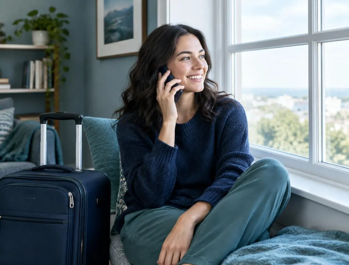 Traveler on the phone planning a new trip